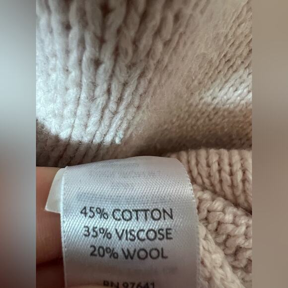 Kate spade pink cable knit mock neck sweater cotton wool blend boxy oversized - Picture 6 of 9